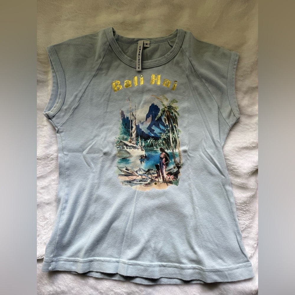 Bali Hai Light Blue Graphic Vintage Tee